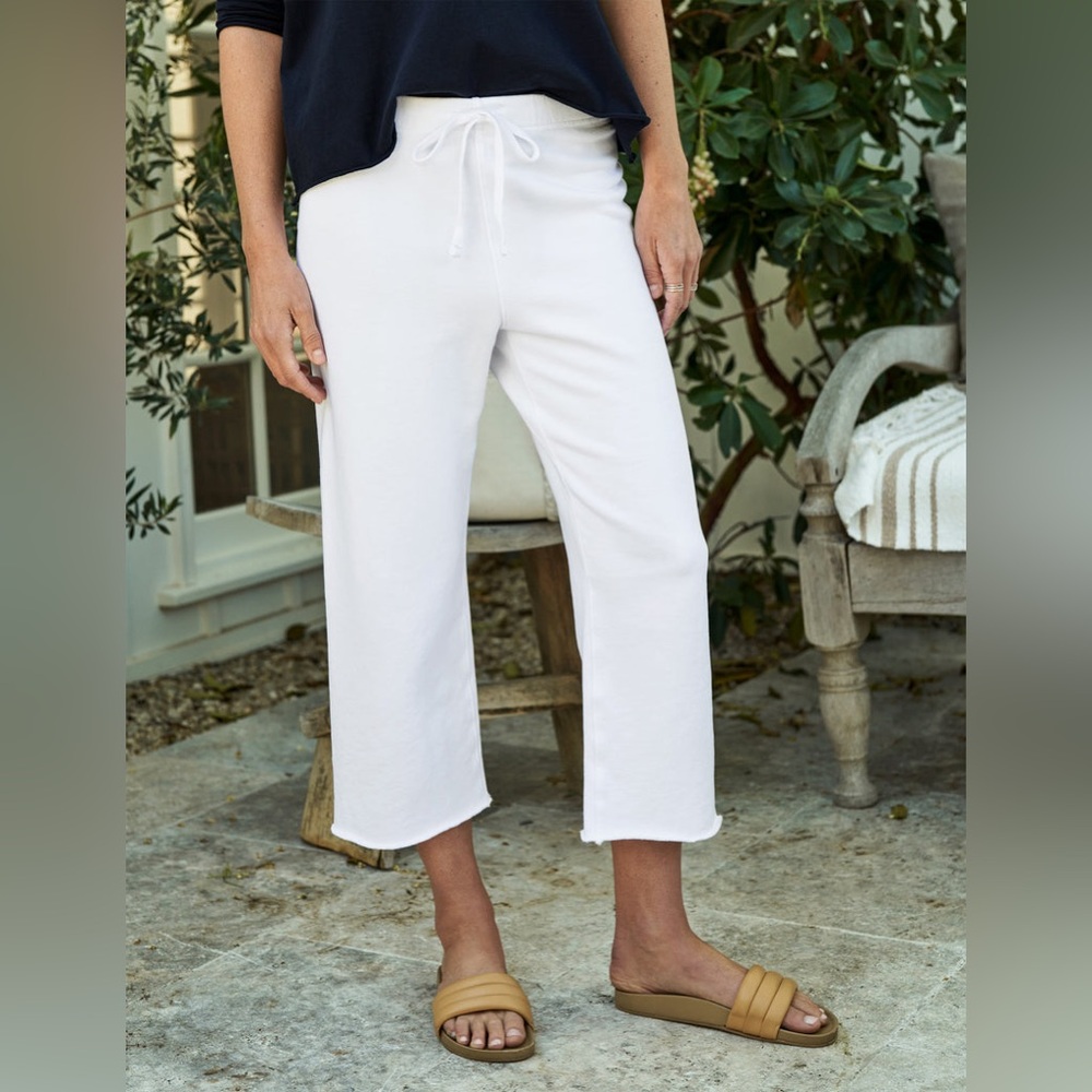 Frank & Eileen White Cropped Drawstring Lounge Pants